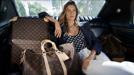 Ms. Bündchen’s jet-setting lifestyle is on full display as she praises Louis Vuitton’s travel-friendly luggage, filled with monogrammed clothing, shoes and swimsuits. Image credit: Louis Vuitton