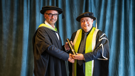 Chief executive officer and chairman Remo Ruffini has received an honorary degree of arts in fashion and entrepreneurship from the University for the Creative Arts (UCA). Image courtesy of Moncler