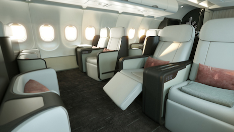 Luxury travelers can enjoy the unique design of the modern jet, vintage elements and socializing-friendly layouts included. Image credit: Four Seasons