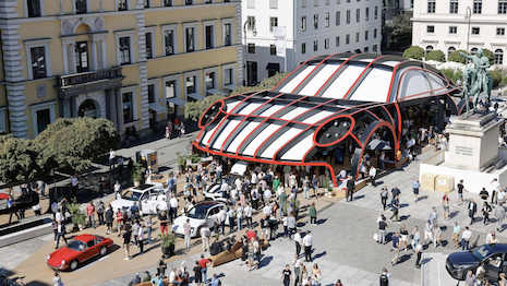 The brand celebrated the premier of the vehicle 60 years ago at the event, making this latest activation sentimental in nature. Image credit: Porsche