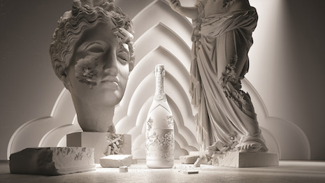 An avant-garde wall-mounted piece by Mr. Arsham accompanies the refreshment's release. Image courtesy of Moët & Chandon