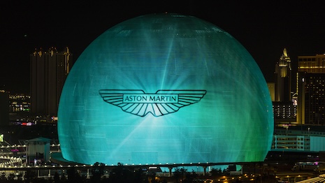 The Sphere looms over Las Vegas and its F1 circuit. Image credit: Aston Martin