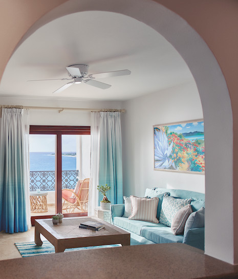 The new artwork is inspired by the habitats found around St. Martin, as well as the colors of the sea. Image courtesy of Belmond