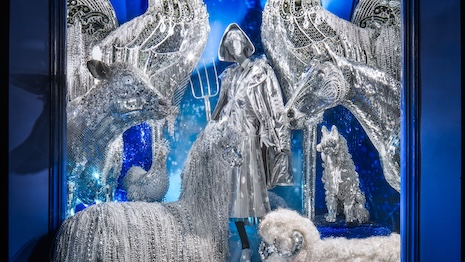 Light, mirrors, chrome, ice, dazzling surfaces and bright neon are featured prominently throughout the window displays. Image credit: Bergdorf Goodman/Ricky Zehavi