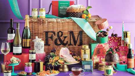 The London retailer is revealing the wintery side of its famous picnic baskets, just in time for the holidays. Image credit: Fortnum & Mason