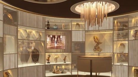 Nestled within the boutiques will be a Cabinet of Curiosities, where travel-themed luxury goods will be for sale and on display. Image credit: Cunard