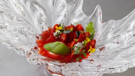 Mr. Donald’s culinary creations are pictured alongside the avant-garde art. Image courtesy of Lalique