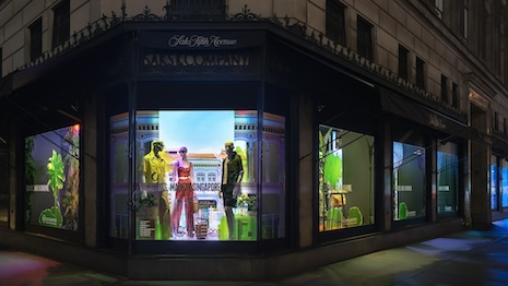 The retailer’s displays follow the “Vacations. Made in Singapore” theme. Image credit: Saks/Luis Guillén