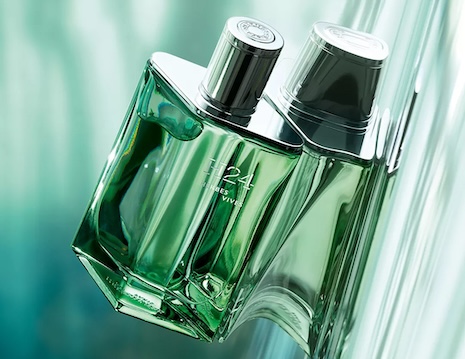 The H24 Herbes Vives bottle is adorned in a reflective light green lacquer, adding to the natural tones. Image credit: Hermès