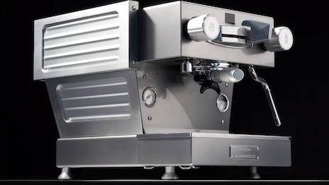 The product is called the Rimowa x La Marzocco Linea Mini espresso machine. Image credit: Rimowa/Ohlman Consorti