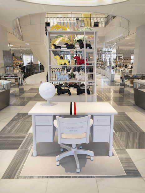 Customers in Beverly Hills can enjoy Thom Browne-centric spaces. Image courtesy of Saks/Thom Browne