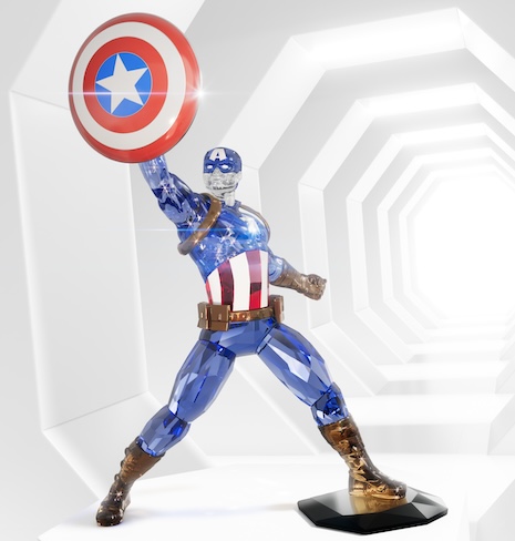 The Captain America statue is comprised of 382 distinct colored facets. Image credit: Swarovski/Marvel