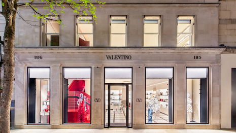 Spanning four floors, the store features the maison's color scheme, Italian design touches and plenty of private spaces. Image courtesy of Valentino