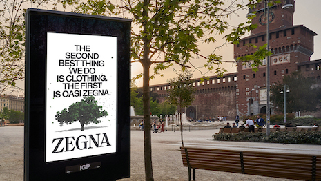 To promote a new release with Italian book publisher Rizzoli, Zegna is bringing billboard ads, themed newsstands, retail takeovers and more to city streets during the 56th-edition Salone del Mobile event. Image credit: Zegna